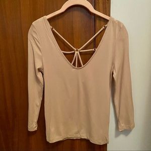 Forever 21 Dusty Pink Strappy Back 3/4 Sleeve Top